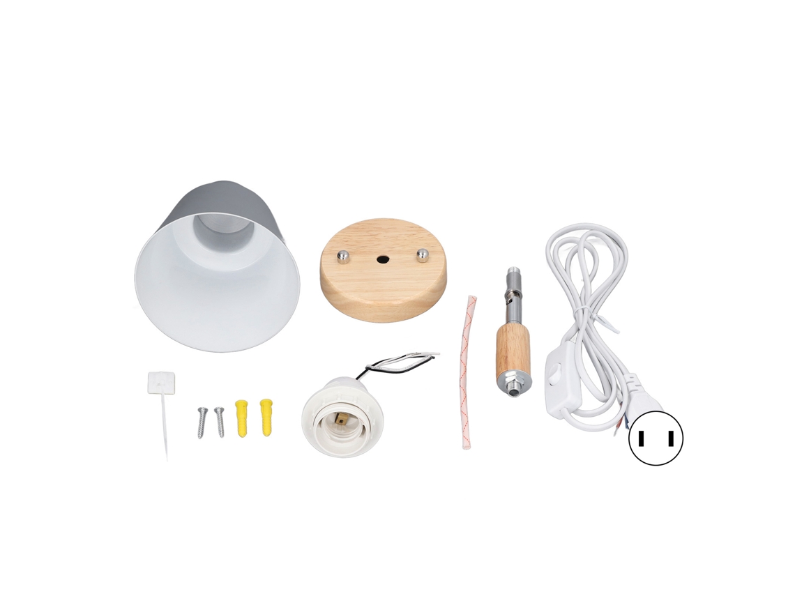Aplique de Parede Moderno Madeira Cinza Plug Interruptor S/MARCA