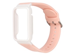 Pulseira de Silicone com Case Bumper para Mi Band 7 Pro Rosa e Branco
