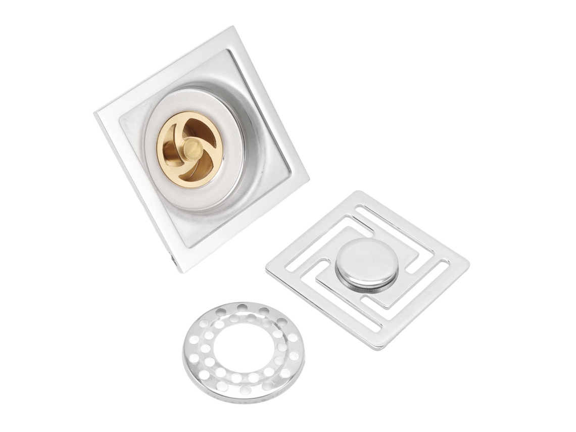Ralo de Piso AQUAFORGE, tipo pedal, inox, para banheiro e lavanderia