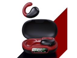 Fones de Ouvido Bluetooth 5.3, Estilo Clipe, Condução Óssea, Controles de Toque, Cancelamento de Ruído Enc. MDUG (vermelho)
