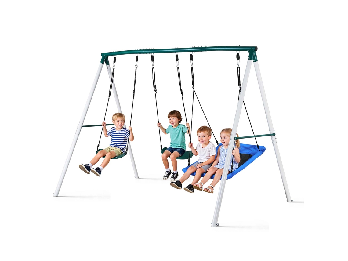 Conjunto De Baloiço Infantil Para Exterior Vevor, Com Capacidade Para 318 Kg E 3 Assentos, Para Jardim
