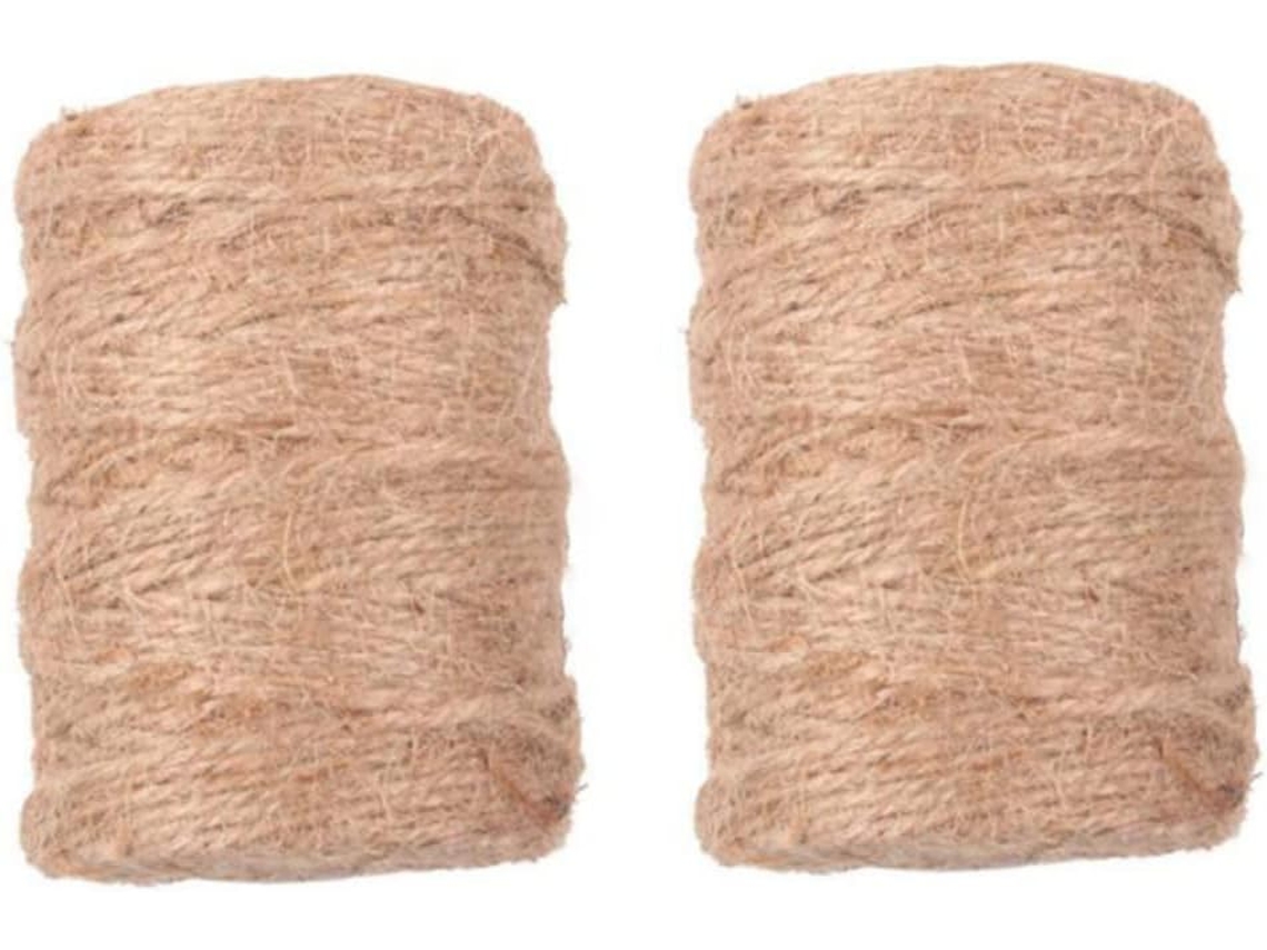 Corda De Juta Decorativa De 4 Mm Com 3 Fios, Pacote Com 2 Rolos | Barbante Bege Para