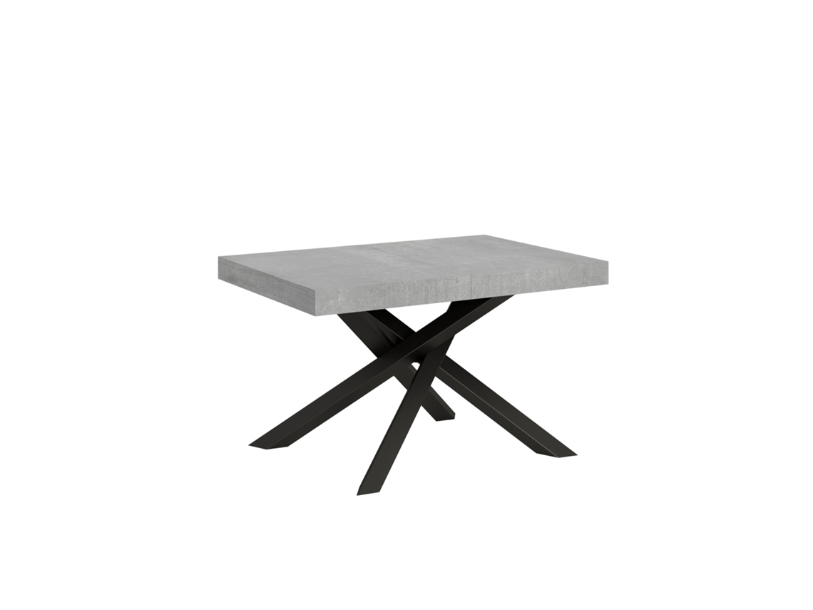 Mesa Extensível 120/380x90 Cm Volantis Concreto Com Pés Antracite Itamoby