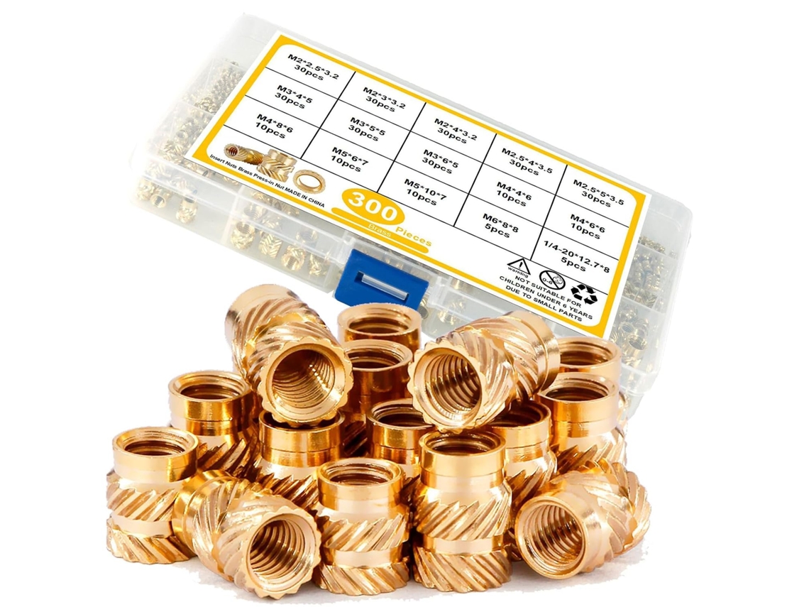 Kit Com 300 Porcas Roscadas Sortidas M2 M2.5 M3 M4 M5 M6 Para Peças De