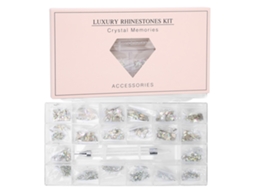 Decorações de unhas com strass, coloridas e requintadas, para fazer você mesma em vidro, com caixa.
