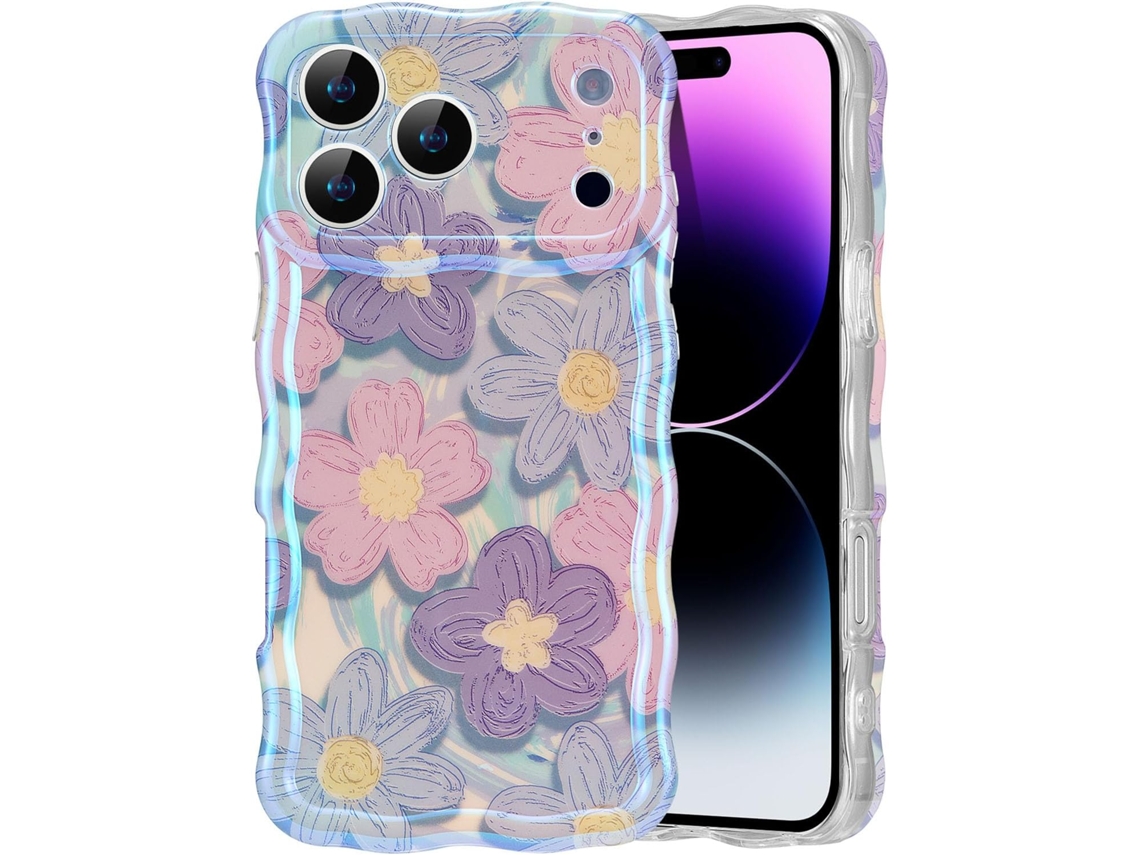 Capa Wxsp Para Iphone 17 Pro Max, Estampa Floral Retrô Colorida Com Efeito Brilhante A Laser