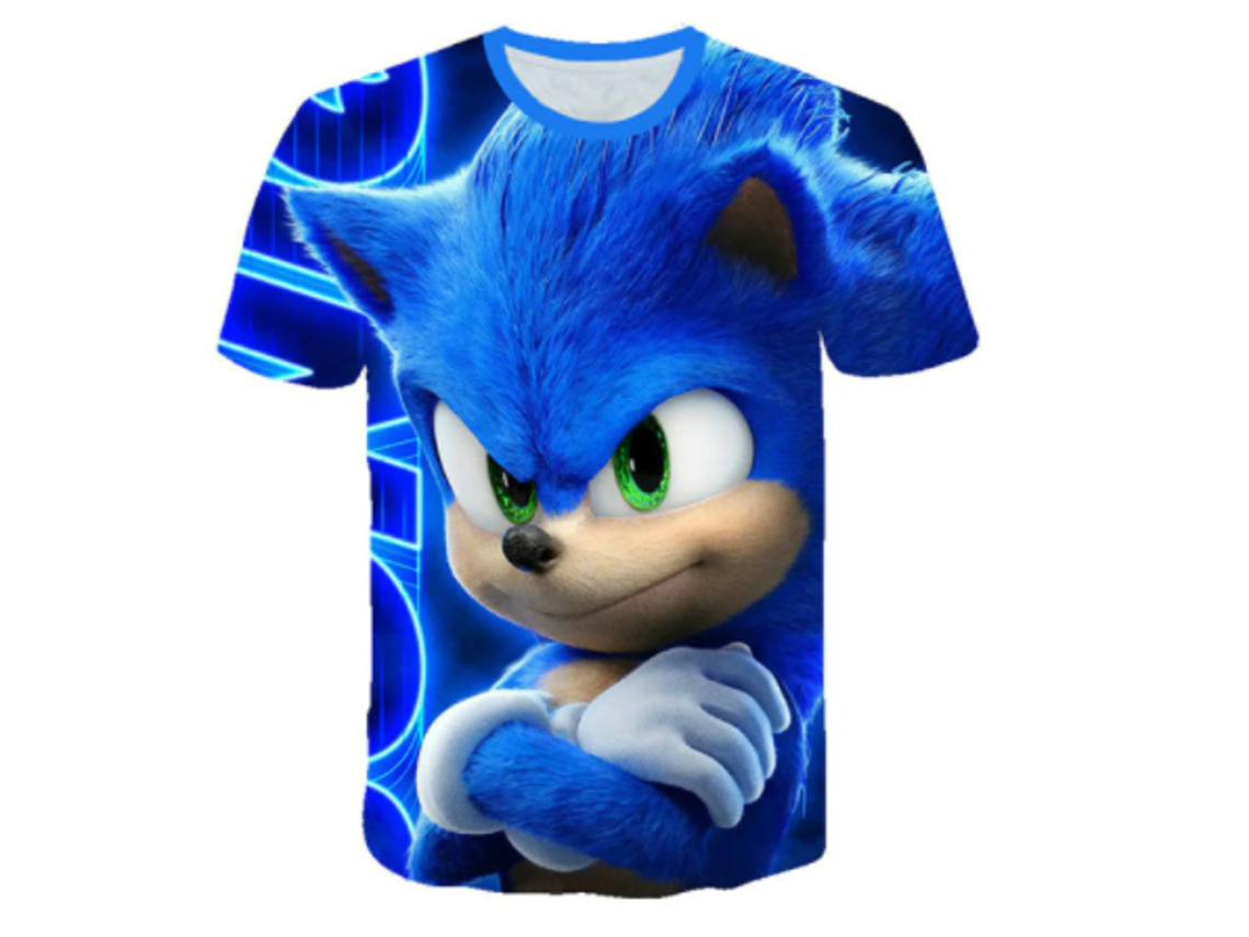 T-Shirt de Verão com Estampado de Ouriço Sonic Menino Menina B