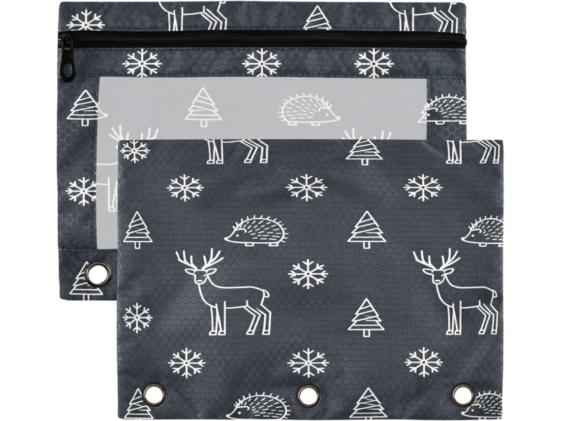 Massas Com Janela Transparente E 3 Lápis Carimbo Feliz Natal, Linha Única, Veado Em Preto E Branco, Janela