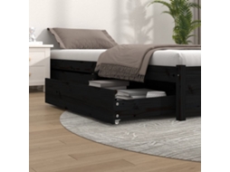 Gavetas De Cama 2 Pcs Madeira De Pinho Maciça Preto