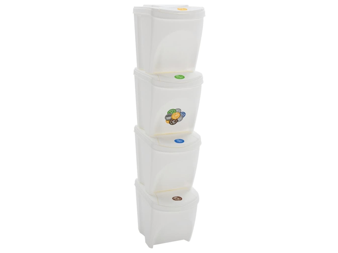 Vidaxl Caixotes Do Lixo Empilháveis 4 Pcs 100 L Polipropileno Branco