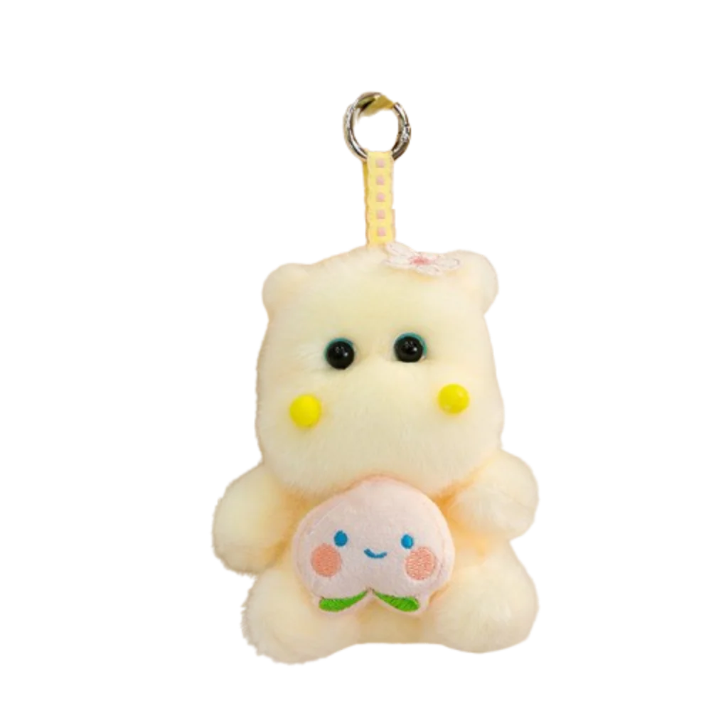 Chaveiro de Pelúcia de Hipopótamo em Algodão Pp, 15 Cm. MDUG (amarelo)