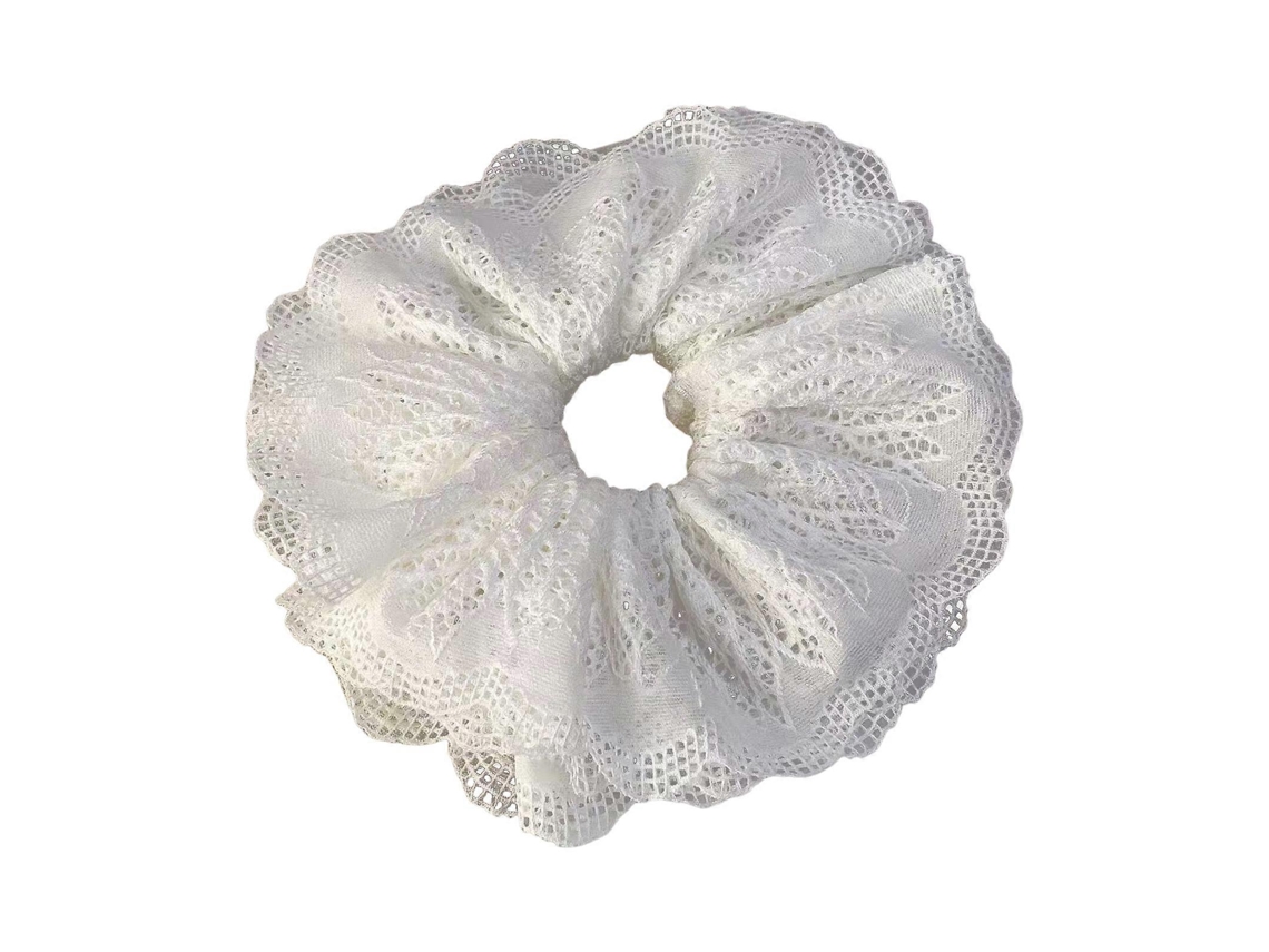 Elástico De Cabelo Multi-camadas Com Renda E Estilo Oco, Tecido Macio, Para Coques Elegantes