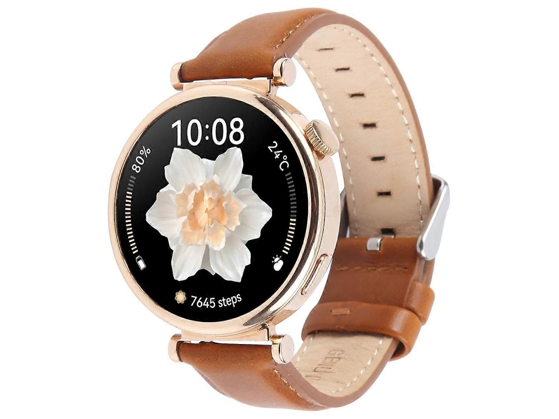Pulseira De Couro Com Fivela De Aço Prateado