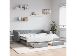 Vidaxl Sofá-cama C/ Gavetão E Gavetas 90x190 Cm Tecido Cinzento-claro
