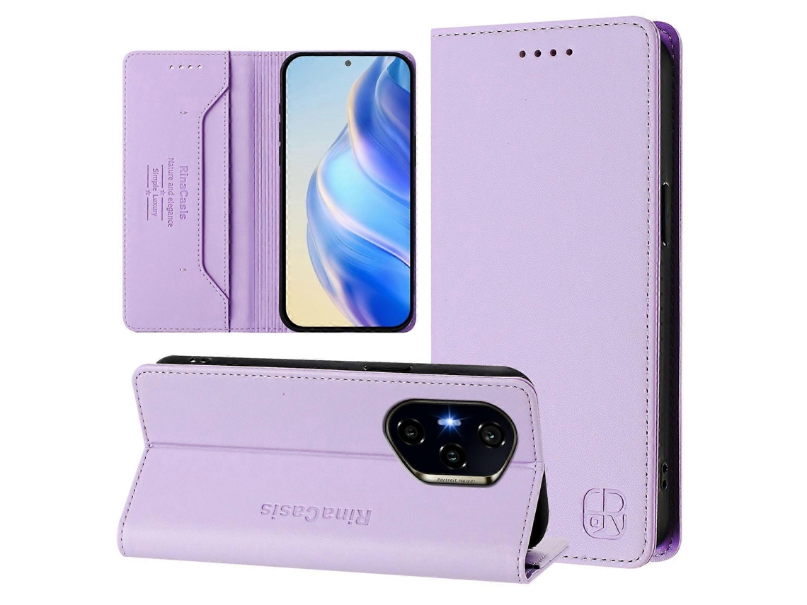 Capa De Couro Para Celular Rc01 Com Dupla Dobra Magnética E Rfid