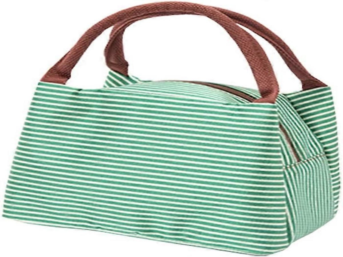 Lurelia Bolsa Térmica Para Almoço, Em Tecido Oxford, Reutilizável, Grande Capacidade, Leve E Compacta, Com Alça, Estampa Às Riscas