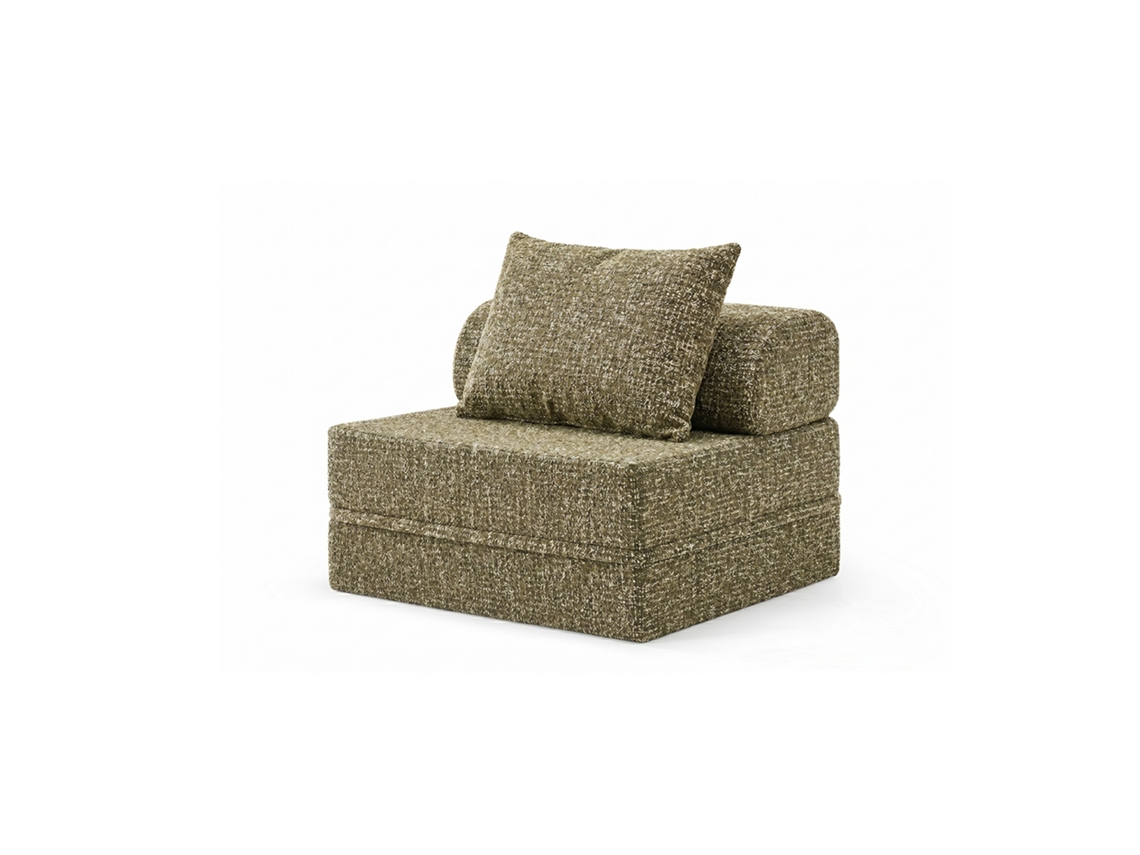 Sofá Modular 1 Lugar Convertível Tweed Verde Oliva SKOFFA