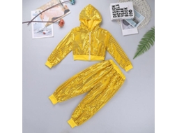 2026-traje De Baile Para Niños Y Niñas Con Secuencias Brillantes Jazz Street Hip Hop Gyj 8-10 Anos Amarillo