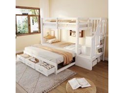 Cama 90x200cm Extensível Com Gavetas E Estante Branca Madeira