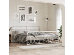 Vidaxl Estrutura De Cama Com Cabeceira E Pés 200x200 Cm Metal Branco