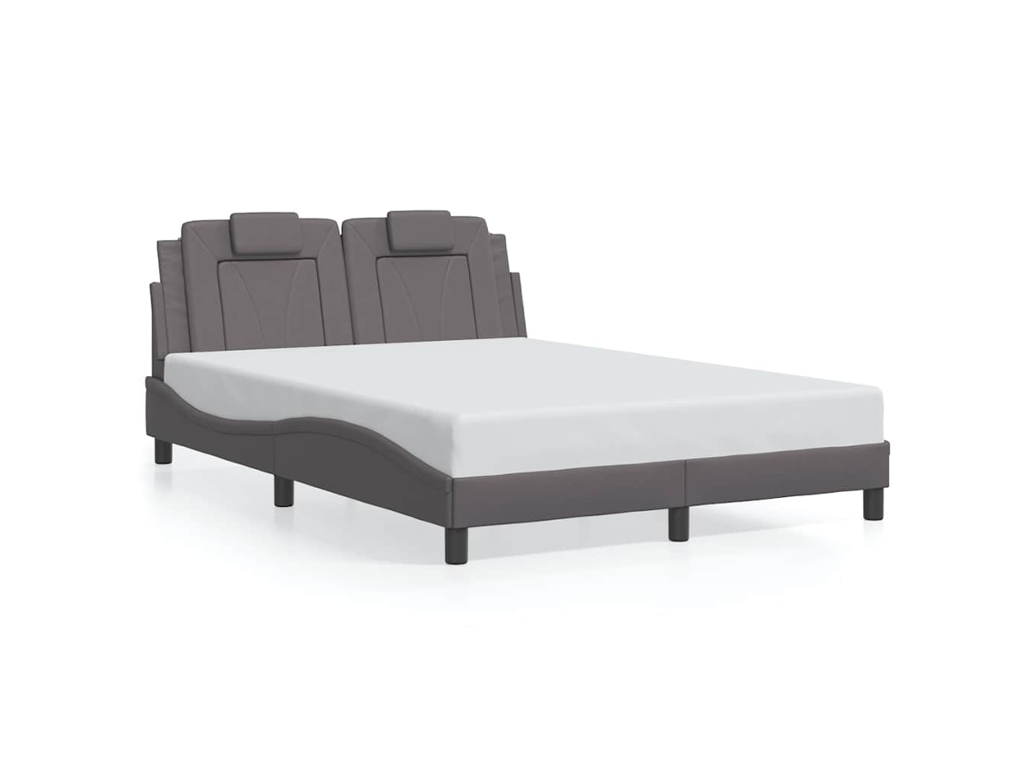 Estrutura de Cama Viana Couro Artificial Cinzento Sem Colchão 140x190 cm