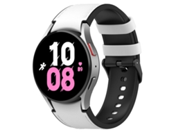Bracelete para Samsung Galaxy Watch 5 XIAOMOYU em silicone e couro preto com fivela (tamanho S) Branco (40mm/44mm)