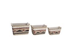 Jogo de Cestas DKD HOME DECOR Poliéster Colonial Fibra (39x27x24 cm)