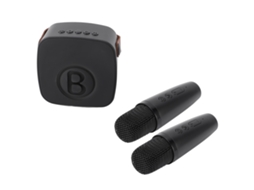 Primerox mini Máquina de Karaokê Portátil Bluetooth com 2 Microfones para Crianças Preto