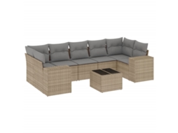 Conjunto de 8 Sofás para Jardim com Almofadões Vime Pe Bege MAISON EXCLUSIVE (8 pcs)