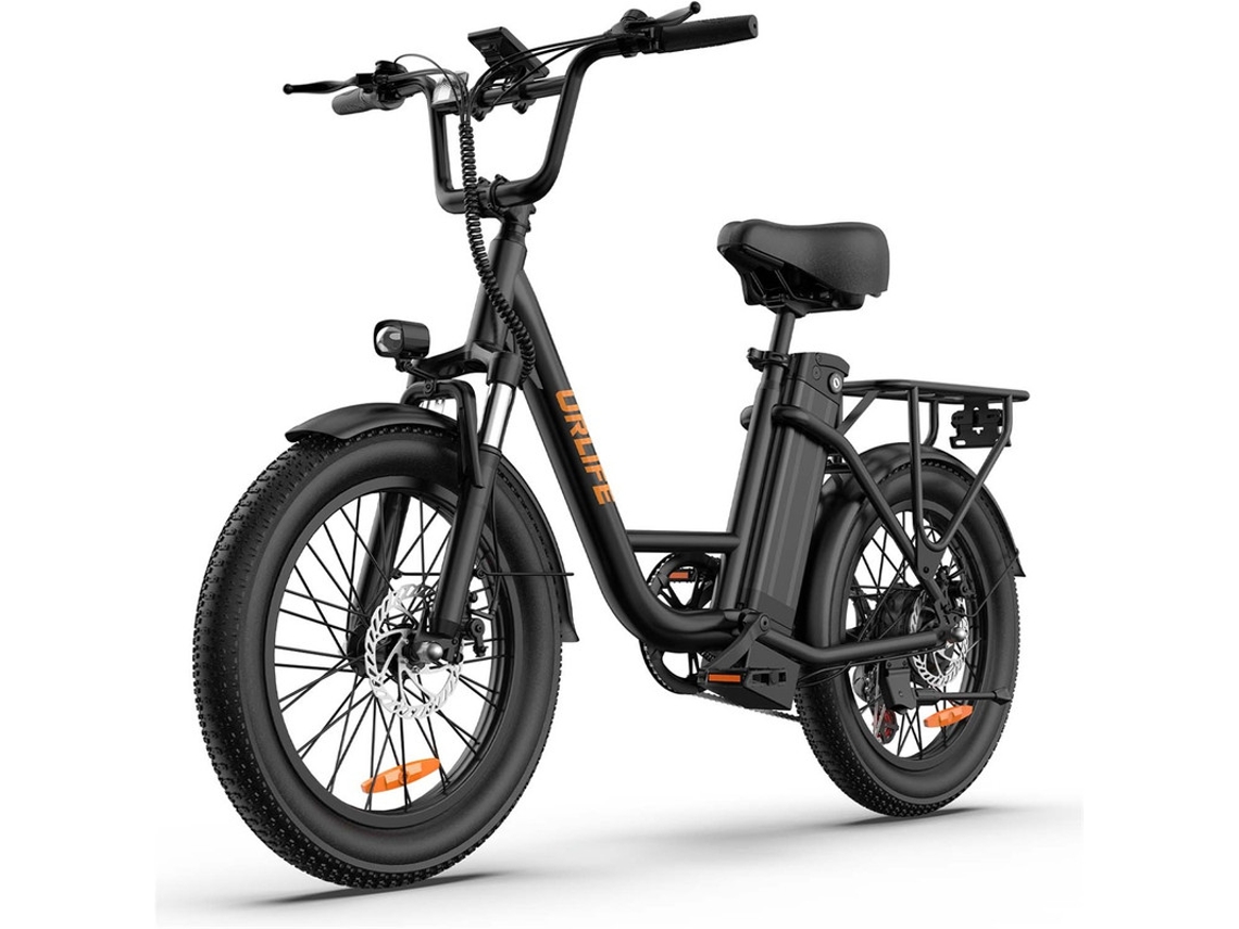 Bicicleta elétrica Urlife 500W 45km/h 48V/13Ah 20x3.0 pneus largos 100km preta