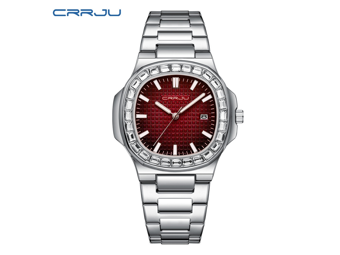 Relógio De Pulso Feminino Casual À Prova D'água (branco E Vermelho), Quadrado E Compacto, Com Calendário, Ideal Para Casais.
