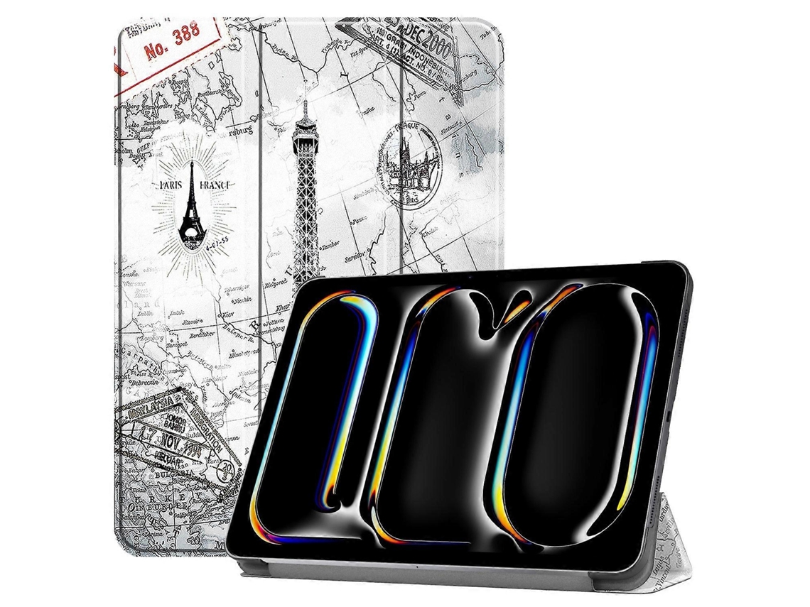 Capa de couro inteligente com suporte triplo pintada à mão Webake para iPad Pro 11 (2024)