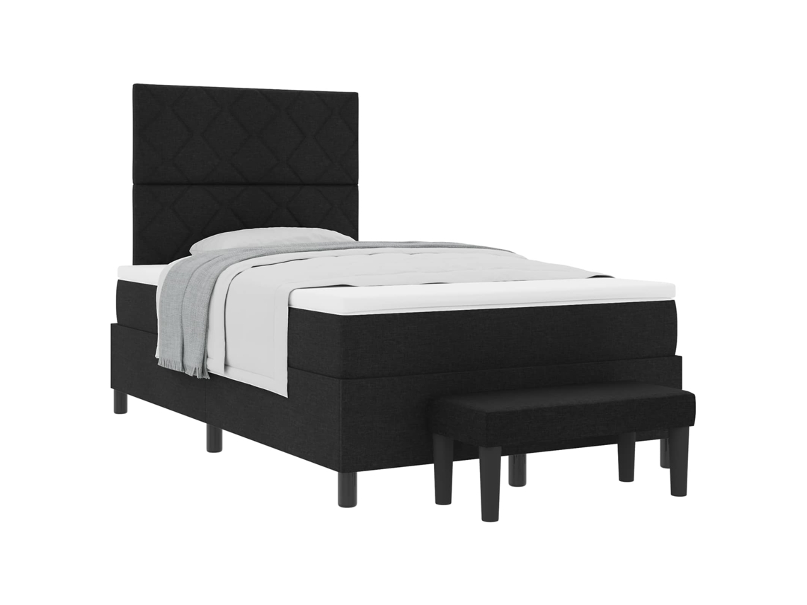 Cama Box com Cabeceira Preto 120 X 190 Cm Tecido MAISON EXCLUSIVE