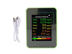 Detector de Qualidade do Ar Portátil Co2 Tvoc Hcho Pm2.5 Pm10 com Display Lcd Digital Colorido