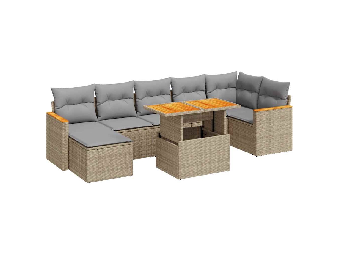 Conjunto de 8 Sofás Jardim com Almofadões Vime Pe/acácia Bege MAISON EXCLUSIVE (8 pcs)