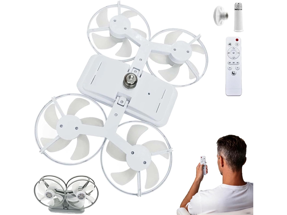 Ventilador De Teto Com Luz Led Estilo Drone – Iluminação Moderna E