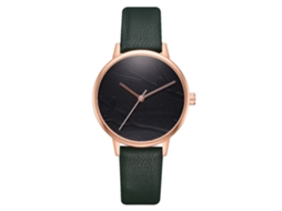 Relógio de Pulseira Feminino de Quartzo com Correa Pu Ajustável Dial Redondo Verde