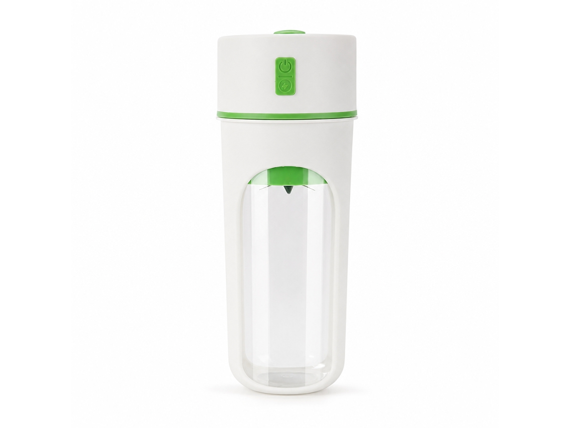 Liquidificador Portátil Sem Fios Para Sumo E Batidos, Uso Doméstico, Branco E Verde