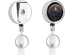 Porta Crachás Retrátil De Metal Com Hibisco E Hera, Clipes Resistentes Crachás, Chaveiro, Porta Cartões De