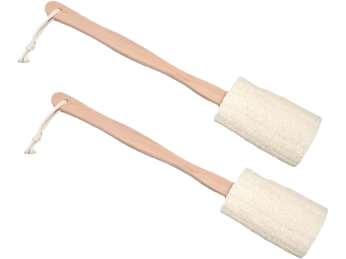 Lurelia Pack De 2 Buchas Vegetais De Banho Para Costas, Bucha Natural, Cabo Longo E Cerdas Macias