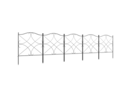 Conjunto de Cercas de Metal PONTOCASA, 305x62 cm, com ornamentos, Preto