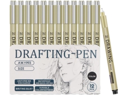 Conjunto De 12 Marcadores De Tinta À Prova D' Água- Para Esboçar, Praticar, Viajar, Usar Em Casa, No Estúdio,