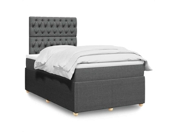 Vidaxl Cama Com Molas/colchão 120x200 Cm Tecido Cinzento-escuro