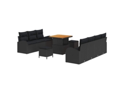 Maison Exclusive - Conjunto De Sofá De Jardim Com Almofada 10 Pcs Preto