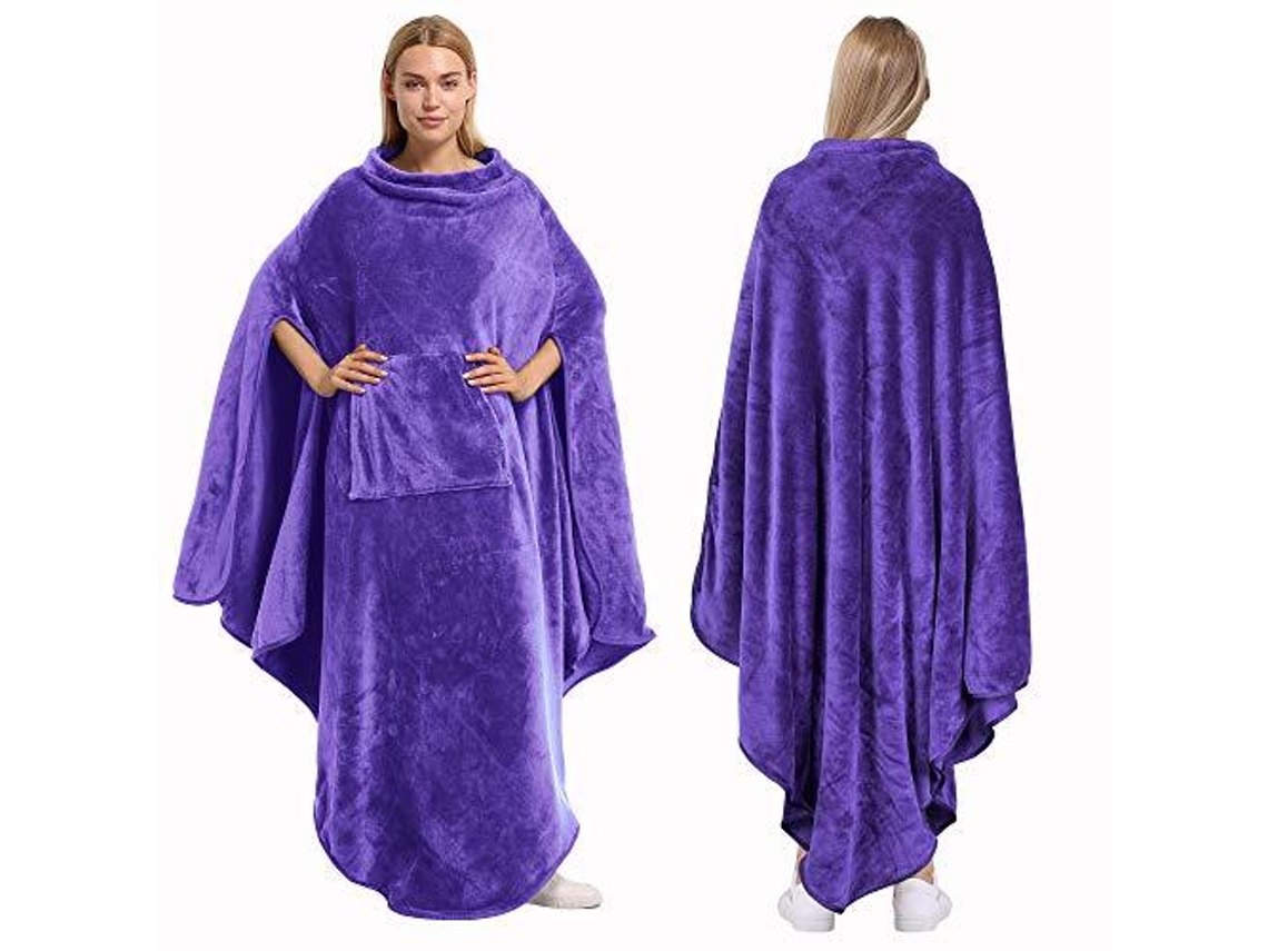 Poncho Cobertor De Lã Vestível Para Adultos, Mulheres E Homens, Moletom Grande E Macio, Tamanho Grande-aquaforge