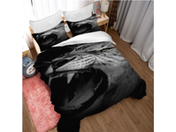 Capa de Edredom Tigre Branco em Microfibra Fronha 220x240cm