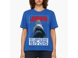 Rockinstone Jaws Movie Forty Solid Royal Adult T-shirt Size:m