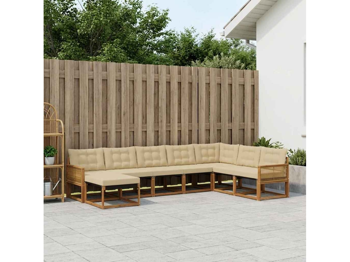 Vidaxl Conjunto De Sofás Para Exterior 8 Unid. Natural E Bege