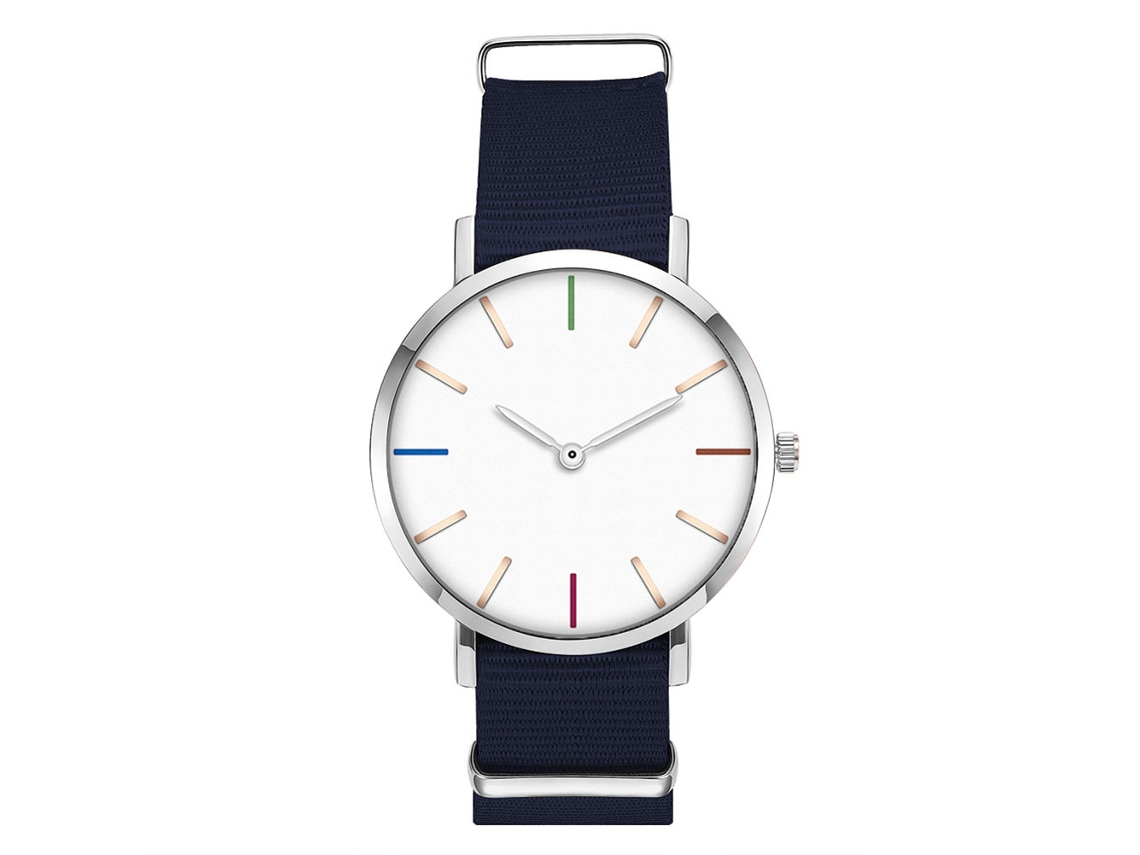 Relógio masculino de pulso com pulseira de nylon, mostrador redondo, movimento de quartzo, modelo Zhoulianfa, azul royal.