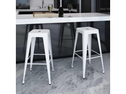 Vidaxl Bancos De Bar 2 Pcs Aço Branco